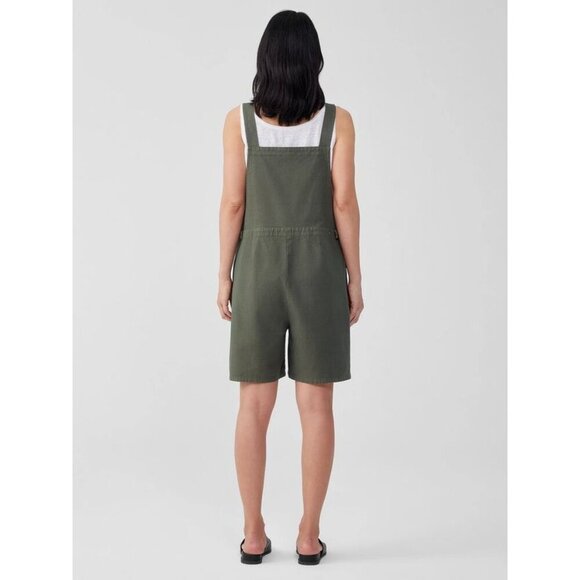Eileen. Fisher Cottoon Hemp Stretch Shot Overalls  Size 2x Womens in Green Army - Picture 3 of 11
